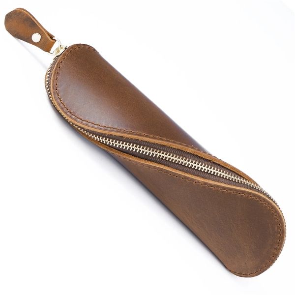 Genuine Leather Pencil Case S-shaped Zipper Vintage Pencil — compare prices at CompareOffers