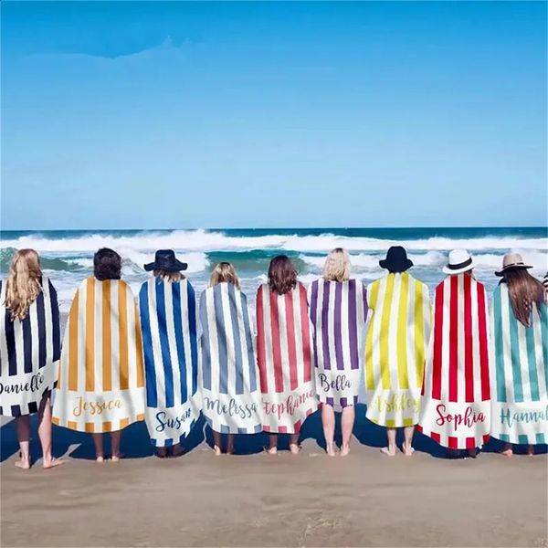 Striped Beach Towels Custom Name Towel 3d Printed Microfiber Water Absorbing Personalized Bath 260624