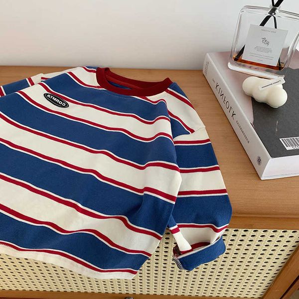 For 2-7Y autumn Children Clothes Baby Girl Boys T-shirt Stripe Cotton Long Sleeves Shirts Teen Hoodie Bottoming Shirt Kids Tops S260629