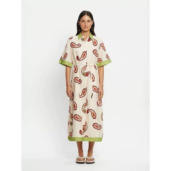 Australian niche linen lime green printed belted shirt — compare prices at CompareOffers