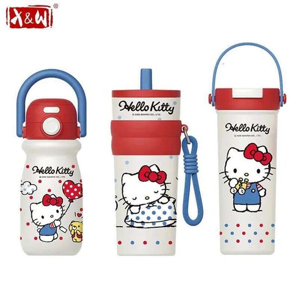 X&W HelloKitty Classic Series Thermos Cup Leak-proof Thermal Mug Stainless Steel Coffee Milk Tumbler Portable Outdoor Drink Cups J260627