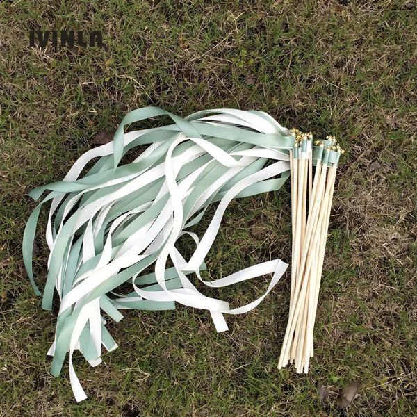 50/20/10pcs/lot white and green Wedding Ribbon Wands stick — compare prices at CompareOffers