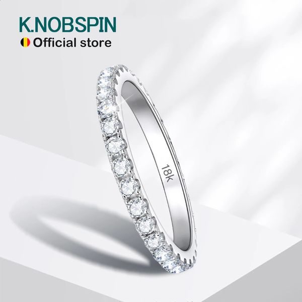 KNOBSPIN 2mm D Colour Ring 925 Sterling Sliver Solid 18k White Gold Band Wedding Engagement Rings For Women