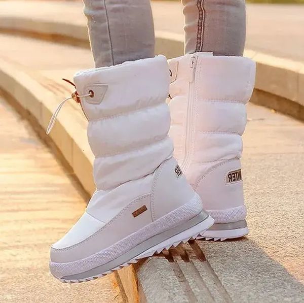 Designer White Platform Snow Boots for Women