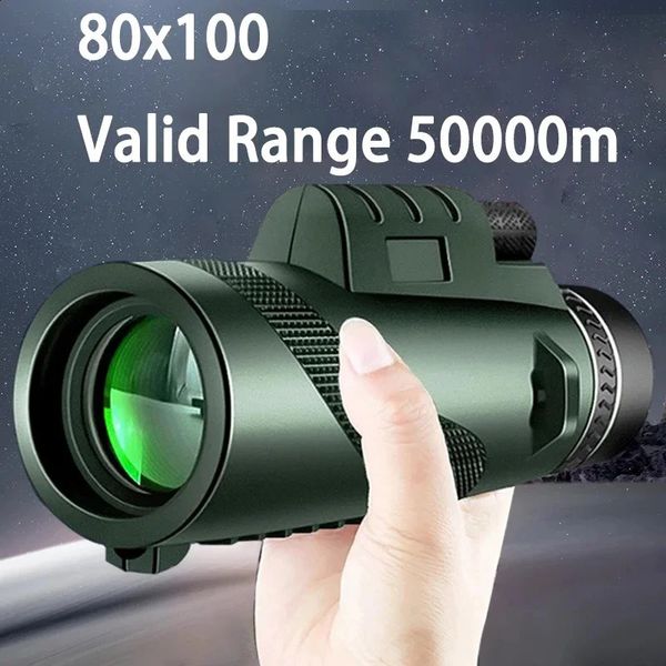 80x100 HD ZOOM Powerful Monocular Telescope Portable Binoculars Long Range Hunting Camping With Tripod Phone Clip 260616 Z260718