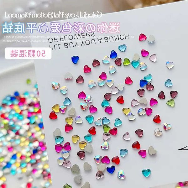 3/6mm Super Sparkle Colorful 50PCS Flatback Mini Love Diamonds Crystal Heart Nail Art Rhinestones Decorations Manicure Ornaments C260629