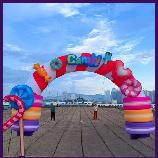Inflatable Rainbow Candy Theme Decorative Arch for Events & Malls with Built-in Blower