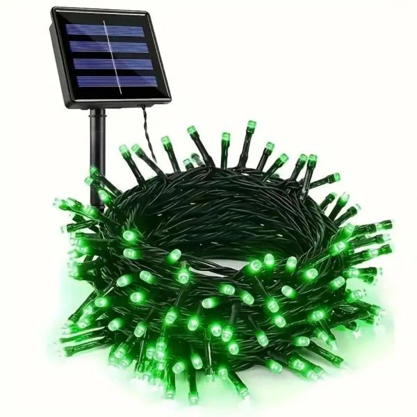 Solar Powered Green String Lights 8 Modes Waterproof Outdoor Decor for Halloween Garden Party