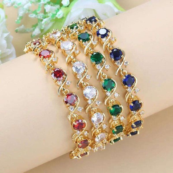 18K Gold Plated Female Bangle Bracelet 10-Color Cubic Zirconia Fashion Wedding Jewelry For Women Bridal Accessories
