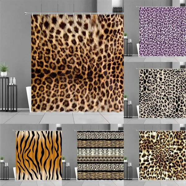 Designer Africa Wild Animals Leopard Pattern Shower Curtain Pink Brown Tiger Leopards Print h Home Bathroom Decor Gifts Waterproof Curtains Free Shipping 75