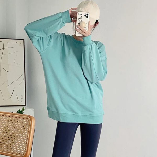 2026 Gym Clothe Set Womens Yoga Outfit Sweater Top Casual Loose Gym Oversized Crew Sports Shirts Workout Blouse Woman Antumn Long Sleeve For Fitness workout