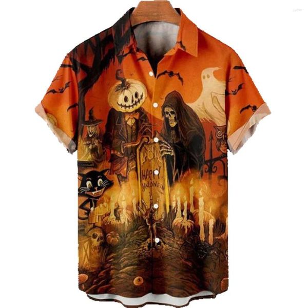 Men's Casual Shirts Short Sleeve Horror Night Party Halloween Tops Harajuku Holiday Hip Hop Loose T-Shirts Unisex
