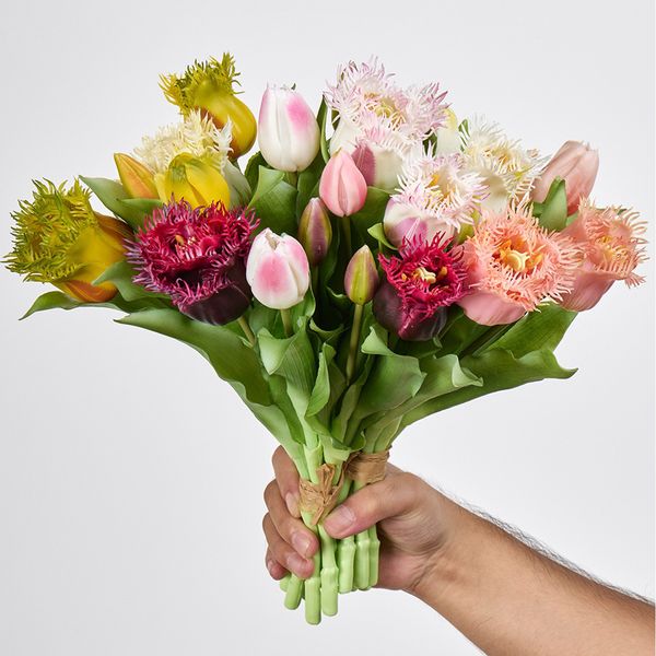 Silicone Tulip Artificial Flowers Realistic Tulips Short Stem Diy Wedding Bouquet Home Decor Spring W261005