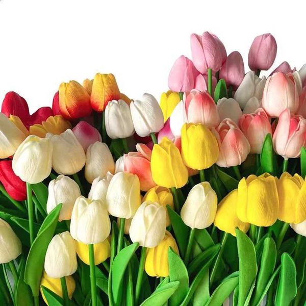 10PCS Multicolor Tulips Artificial Flowers Fake Tulip Stems for Spring Wreath Wedding Bouquet Centerpiece Floral DIY Arrangement X261007