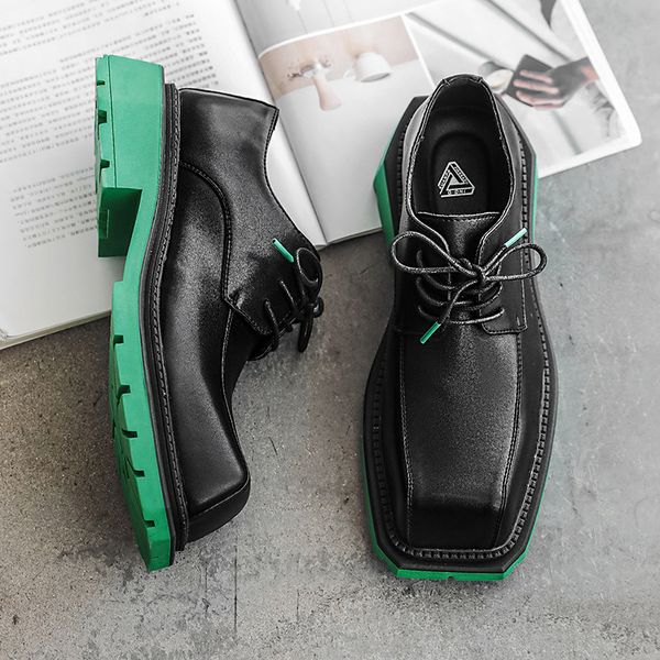 Vintage Stylish Fashion Casual Leather Shoes Men New Chunky Platform Retro Shoes Gothic Party Wedding Business Spring Autumn Derby Shoes Low Top Man Casual Flats