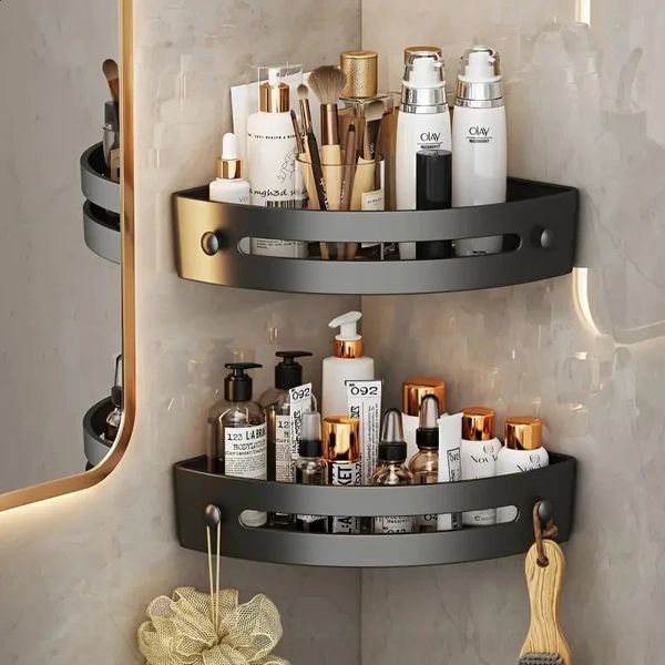 Update 2Pcs Shelves Kitchen Storage Organizer Plastic Shampoo Shower Bathroom Accessories Diamond Free Rack 240902