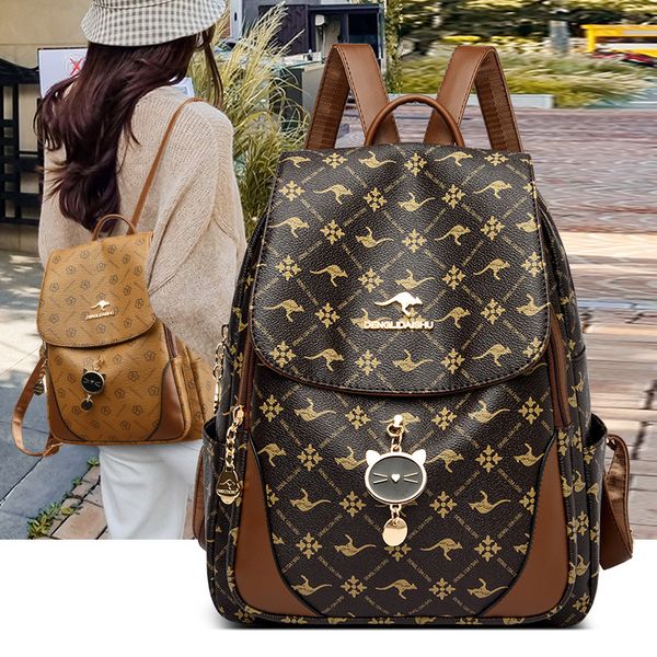 Fashionable womens brand shoulder bag 4 colors outdoor travel leisure leather backpack simple flip fashion handbag trend printed messenger bag wholesale, Brown
Fashionable womens brand shoulder bag 4 colors outdoor travel leisure leather backpack simple flip fashion handbag trend printed messenger bag wholesale, Brown