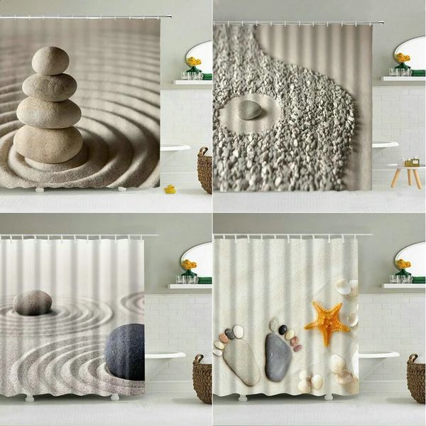 Desert Stone Shower Curtain Creative Modeling Pattern Bathroom Curtain Waterproof Polyester Fabric Bathroom Screen Home Decoration 240903