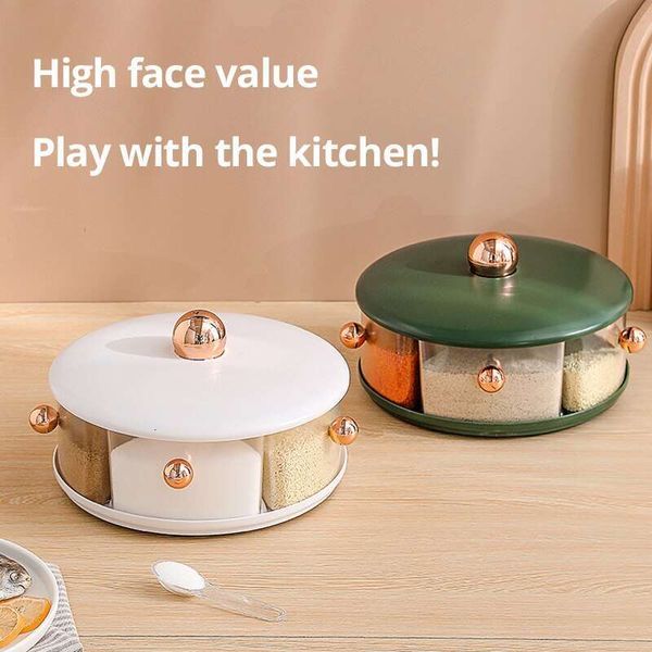 1pc Round Multigrid Box Jar Rotatable Moisture-proof Kitchen Taste Refined Salt Seasoning Storage Condiment Dispenser
1pc Round Multigrid Box Jar Rotatable Moisture-proof Kitchen Taste Refined Salt Seasoning Storage Condiment Dispenser