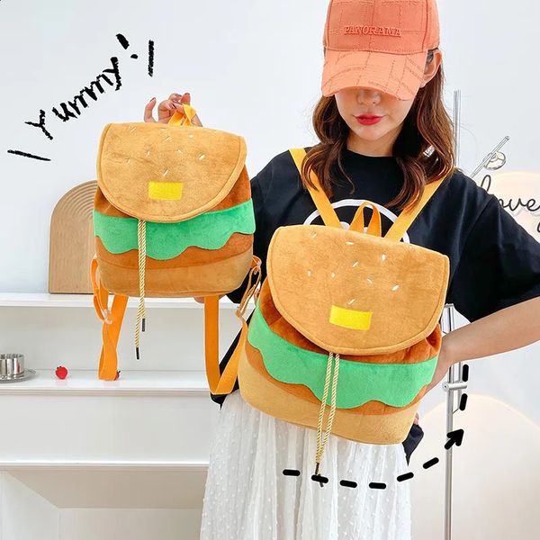 Womens backpack hamburger shaped drawstring adjustable daily bag multifunctional bag 240902