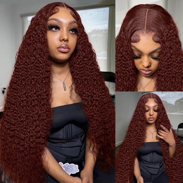 Brown Reddish Deep Wave 13X6 Frontal Wig Remy Pre Plucked Colored Water Curly 13X4 Lace Front Human Hair Wigs For Women s, #33
Brown Reddish Deep Wave 13X6 Frontal Wig Remy Pre Plucked Colored Water Curly 13X4 Lace Front Human Hair Wigs For Women s, #33