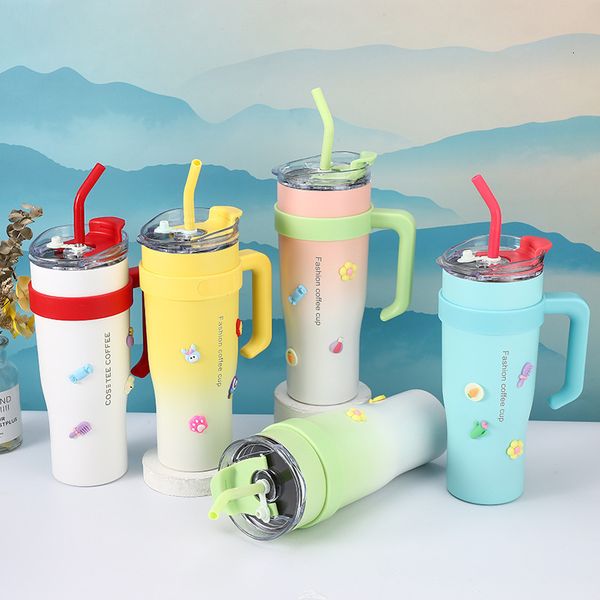 New gradient color 40oz insulated giant ice cream American car large capacity with handle straw cup, Green
New gradient color 40oz insulated giant ice cream American car large capacity with handle straw cup, Green