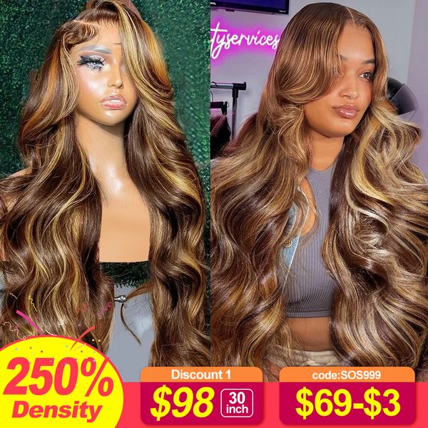 32 28 30 Inch Body Wave 13X6 Highlight Ombre Frontal Wigs HD 13X4 250 Density 427 Lace Front Human Hair Wig Brown Brazilian, Mix color
32 28 30 Inch Body Wave 13X6 Highlight Ombre Frontal Wigs HD 13X4 250 Density 427 Lace Front Human Hair Wig Brown Brazilian, Mix color