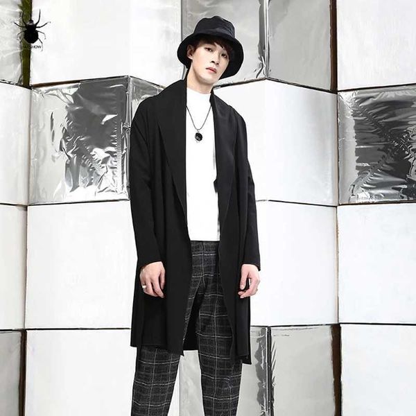 Mens clothing UK Europe and the United States large lapel mid length windbreakers long robe corner coats are fashionable W240904