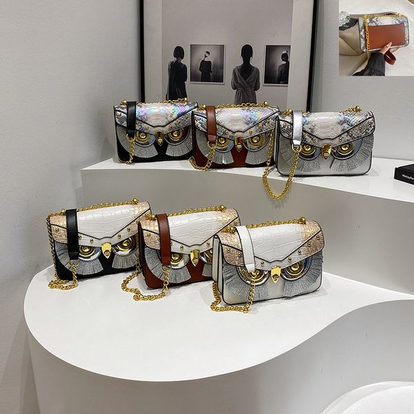 Street personalized owl chain bag flip embossed leather shoulder bag daily Joker crocodile pattern women's handbag trend atmosphere rivet tassel backpack 6 colors, Beige
Street personalized owl chain bag flip embossed leather shoulder bag daily Joker crocodile pattern women's handbag trend atmosphere rivet tassel backpack 6 colors, Beige