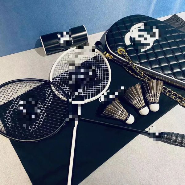 Designer Professional Racket Leather Bag Black Swan All Carbon Fiber Lightweight Home Training Reserve Badminton Competition Set 1235