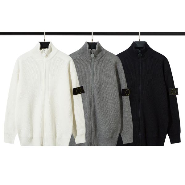Men Sweater Stone Zipper Stand Up Collar Knitted Sweater Men Designer Jackets Warm Sweaters 24FW Applique Coat, White
Men Sweater Stone Zipper Stand Up Collar Knitted Sweater Men Designer Jackets Warm Sweaters 24FW Applique Coat, White
