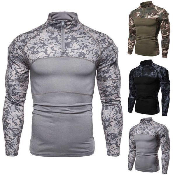 Army green splicing tight muscle men long sleeve T-shirt spring stand collar camouflage slim men' training clothing 2461406, Multi
Army green splicing tight muscle men long sleeve T-shirt spring stand collar camouflage slim men' training clothing 2461406, Multi