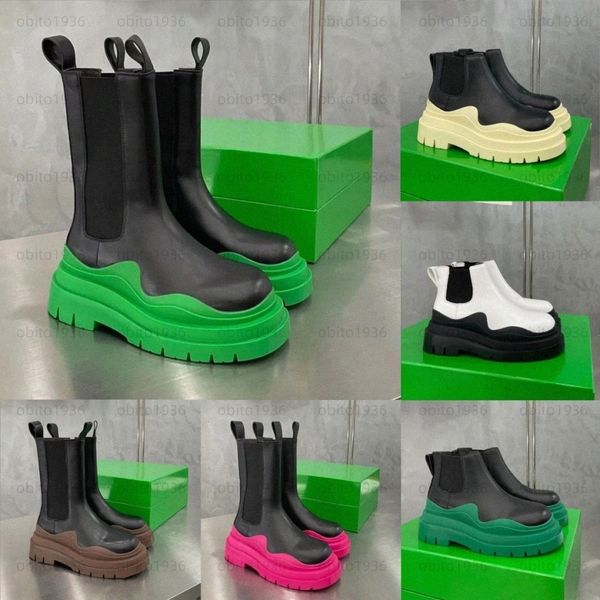 Designer Brushed Calf Leather Chelsea Boot Women Leather Tr…