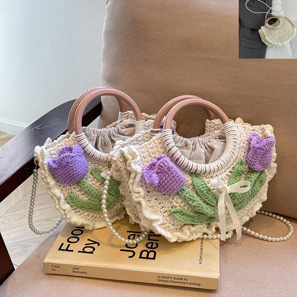 Women handbag French classic handmade crocheted handbags classic ladies woven shoulder bag sweet and lovely tulip flower wool Pearl beaded fashion backpack, Beige
Women handbag French classic handmade crocheted handbags classic ladies woven shoulder bag sweet and lovely tulip flower wool Pearl beaded fashion backpack, Beige