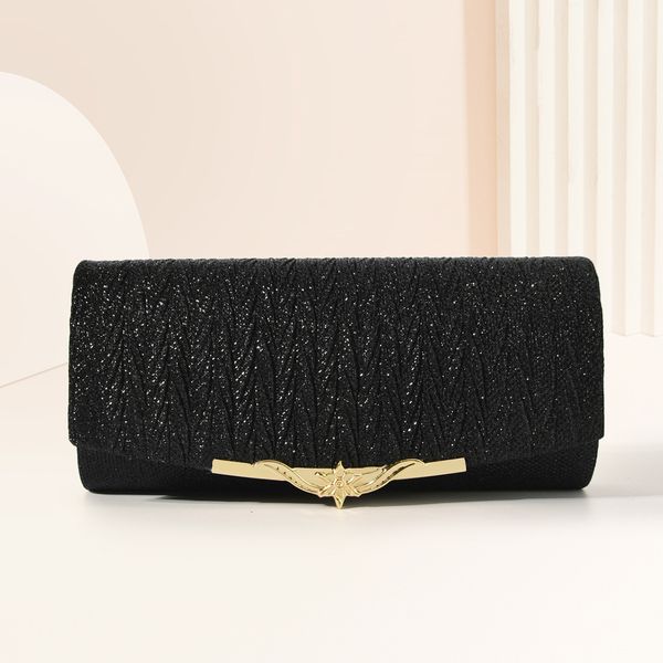 European and American fashion women's crossbody bag Pleated metal stripes Glitter Clutch bag, Gold
European and American fashion women's crossbody bag Pleated metal stripes Glitter Clutch bag, Gold