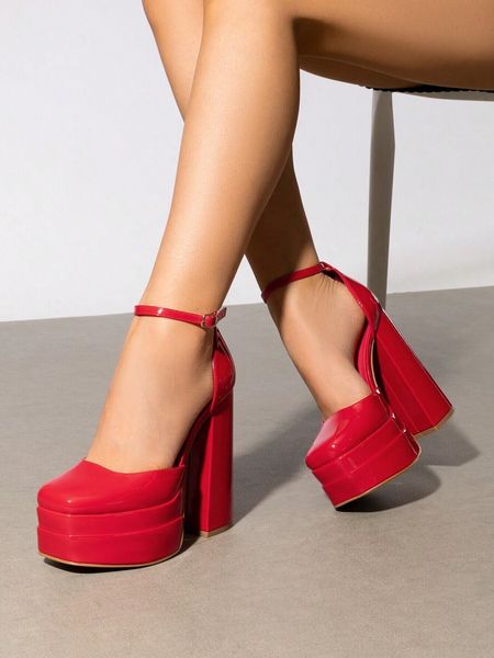 Women High Chunky Platform Closed Block Heels Square Toe Ankle Strap Dress Wedding Party Prom Pumps Shoes, Red
Women High Chunky Platform Closed Block Heels Square Toe Ankle Strap Dress Wedding Party Prom Pumps Shoes, Red