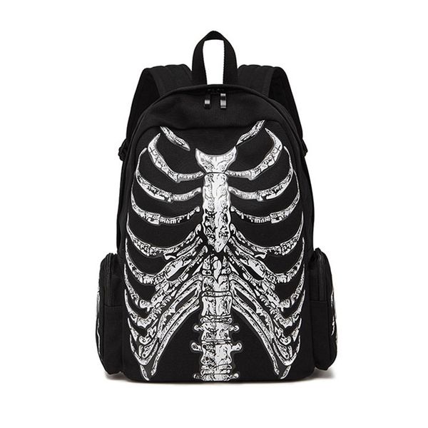 New canvas bag Halloween funny skull backpack with hooded personality printed backpack, Black
New canvas bag Halloween funny skull backpack with hooded personality printed backpack, Black