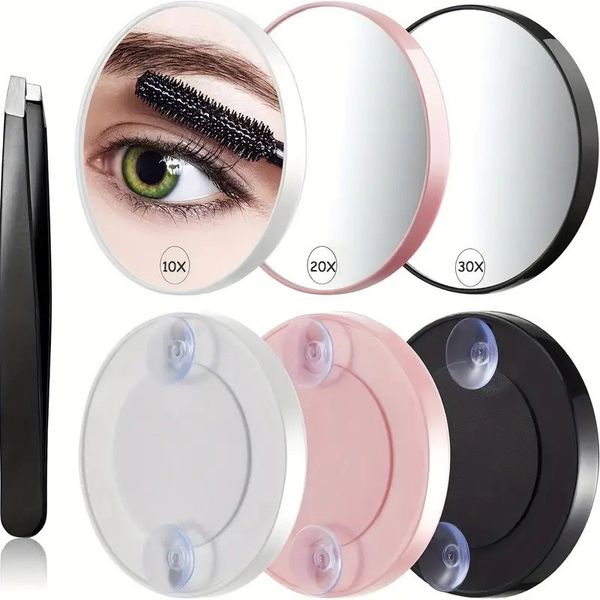 20X Small Magnifying Mirror With Suction Cup And Tweezers, As A Travel Magnifying Mirror, Compact Mirror Set For Plucking Eyebrows 3.5 Inches Espejo De Aumento