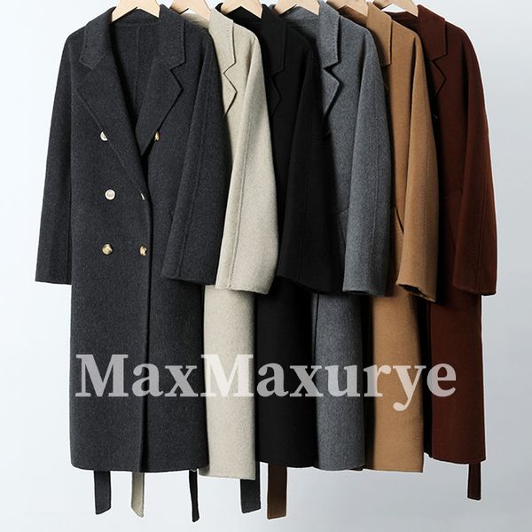 Double-breasted belt Double-sided wool coat Women's fall/winter high-end suit collar wool coat, Foggy mocha
Double-breasted belt Double-sided wool coat Women's fall/winter high-end suit collar wool coat, Foggy mocha