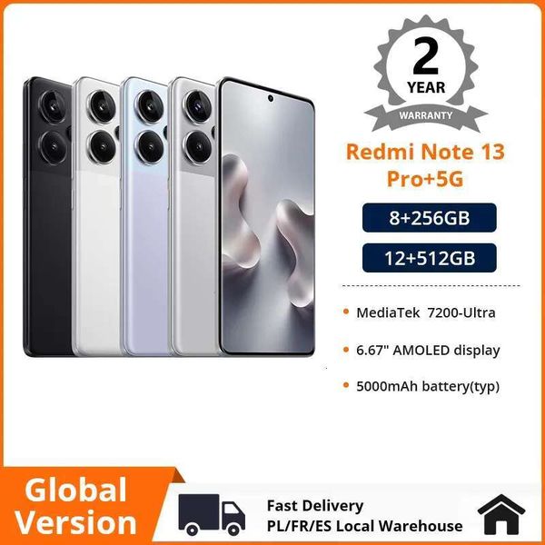 Global Version Xiaomi Redmi Note 13 Pro Plus 5G Smartphone MediaTek Dimensity 7200-Ultra 200MP OIS Camera 120W HyperCharge NFC