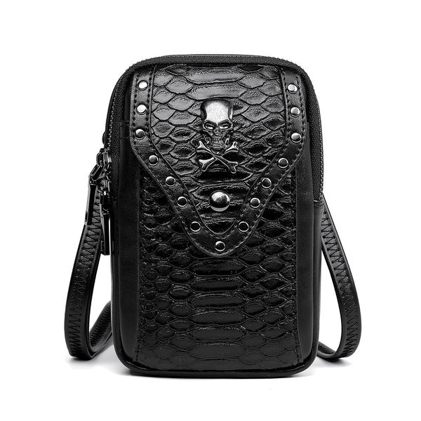 New PU skin skull snake print crossbody bag for women outdoor shoulder bag mobile phone bag travel, Black
New PU skin skull snake print crossbody bag for women outdoor shoulder bag mobile phone bag travel, Black