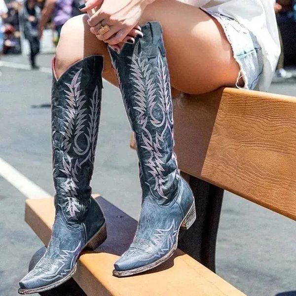 Embroidered Cowgirl Boots Shoes Women Slip On Western Knee High Boots Fashion Low Heels Square Toe Cowboy Boots, Black
Embroidered Cowgirl Boots Shoes Women Slip On Western Knee High Boots Fashion Low Heels Square Toe Cowboy Boots, Black