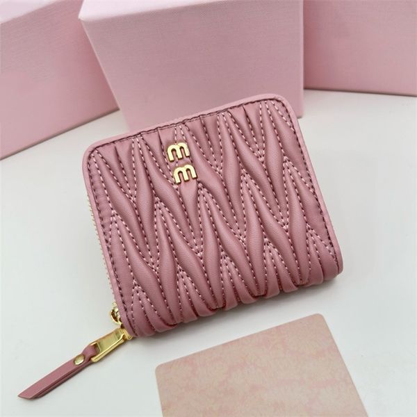 Short Wallets Designer Wallet Pleated Card Holder Luxury Purses Holders Genuine…