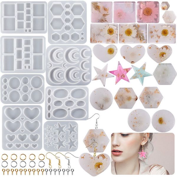 Diy Glue Drop Resin Three-dimensional Pentagram Round Heart-shaped Square Pendant Earrings Silicone Jewelry Molds
Diy Glue Drop Resin Three-dimensional Pentagram Round Heart-shaped Square Pendant Earrings Silicone Jewelry Molds