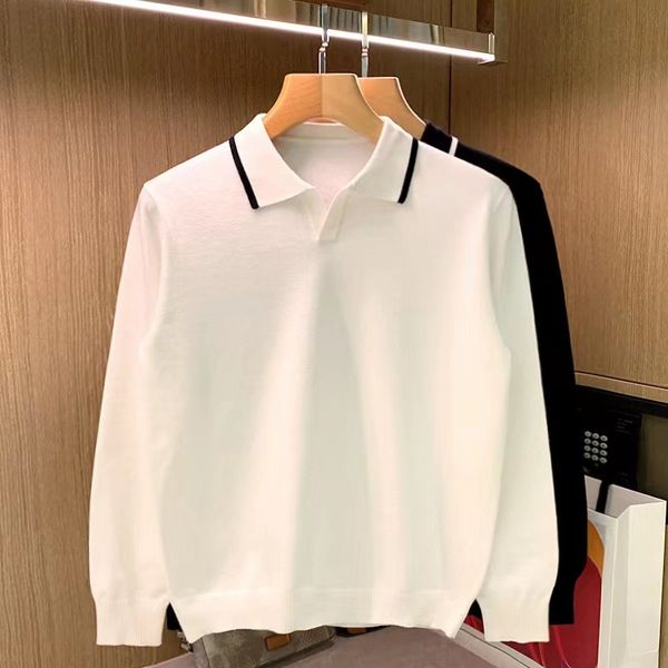 Men's sweater, European and American minimalist business casual knit sweater, long sleeved spring and autumn top, striped lapel polo shirt, cross-border, Black
Men's sweater, European and American minimalist business casual knit sweater, long sleeved spring and autumn top, striped lapel polo shirt, cross-border, Black