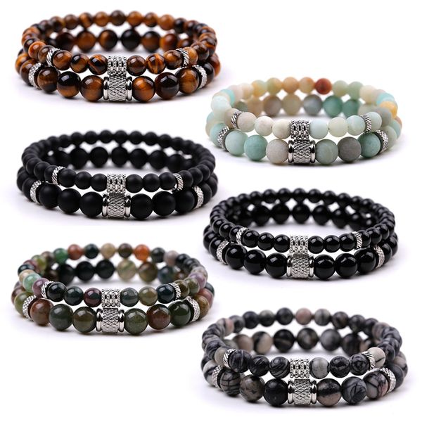 Charm Bracelets Stainless Steel 6/8mm Frosted Indian Agate Tiger Eye Stone Striped Purple Set Wholesale
Charm Bracelets Stainless Steel 6/8mm Frosted Indian Agate Tiger Eye Stone Striped Purple Set Wholesale
