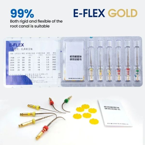 Maximize Efficiency in Curved Canals with E-FLEX GOLD: Safety Non-cutting Tip Variable Pitch NiTi File for Precise Preparation
Maximize Efficiency in Curved Canals with E-FLEX GOLD: Safety Non-cutting Tip Variable Pitch NiTi File for Precise Preparation