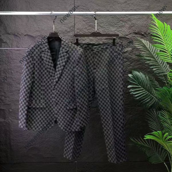Men's Suits Blazers Western clothing designer men logo jacquard Blazer autumn luxury outwear coat man Slim fit letter print dress suit pants black red