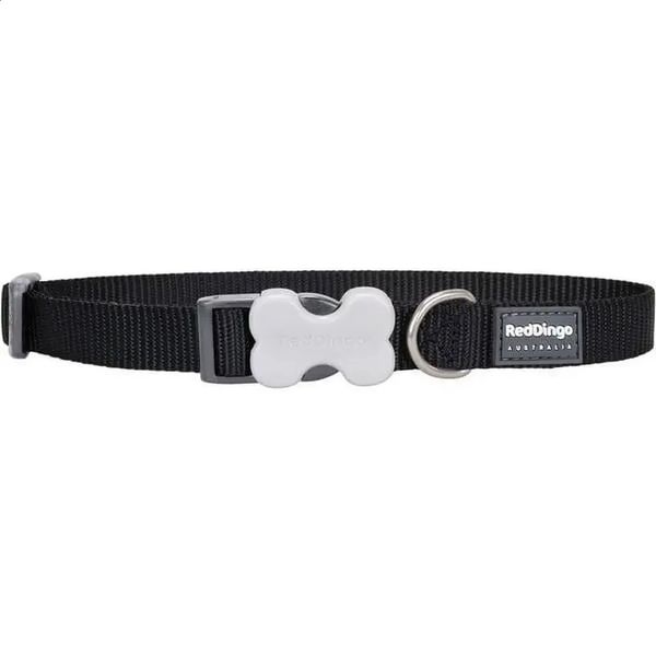 Adjustable classic black nylon dog collar small size comfortable and durable buckle clip stainless steel Dring easy to carry 240913