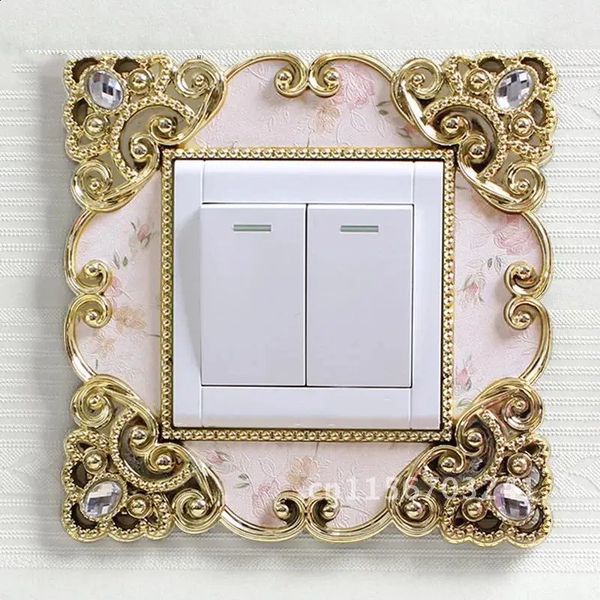 Decal wallpaper European style socket switch decoration y square lace light cover Pink home 240919